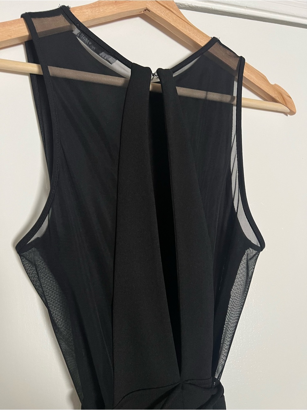 ZARA Black Sleeveless Midi Dress with Tied Waist and Sheer Mesh Back Detailing - Picture 3 of 7
